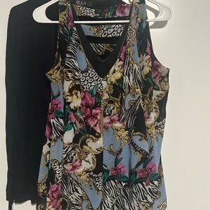 Floral and Animal Print Women's V Neck Tank & Cardigan Bundle